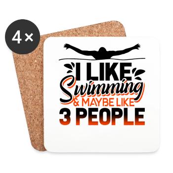 Swimming I Like Swimming - Coasters (set of 4) - white - Front