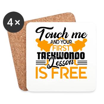 Taekwondo First Taekwondo Lesson Is Free - Coasters (set of 4) - white - Front
