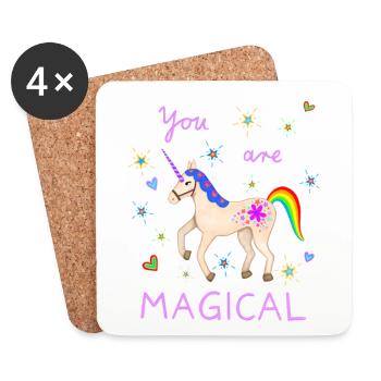 Süßes Einhorn magisch Einhörner Regenbogen Mädchen - Untersetzer (4er-Set) - Weiß - Vorne