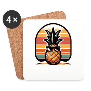 Personne n’aime une plage ombragée Pinapple Retro - Dessous de verre (lot de 4) - blanc - Devant