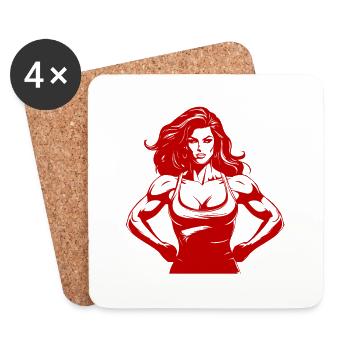 Woman Muscles Gym Bodybuilding Fitness - Coasters (set of 4) - white - Front