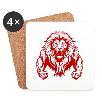 Lion Bodybuilding Muscles Gym - Coasters (set of 4) - white - Front