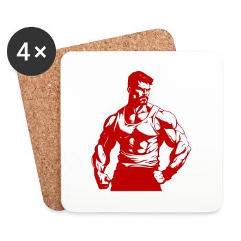 Bodybuilder Fitness Muscles Gym - Dessous de verre (lot de 4) - blanc - Devant
