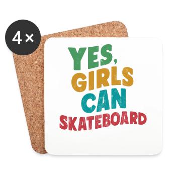 Cooles Skateboard Longboard Skater Mädchen - Untersetzer (4er-Set) - Weiß - Vorne