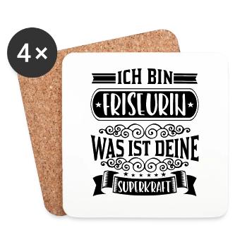 Ich bin Friseurin Was ist deine Superkraft - Untersetzer (4er-Set) - Weiß - Vorne