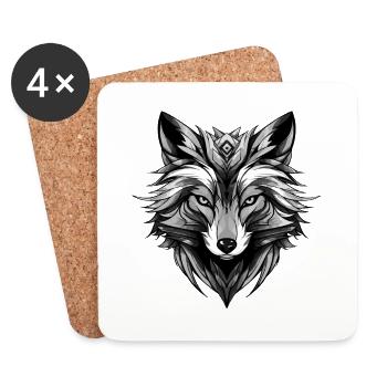 Fuchs Tier Kopf - Untersetzer (4er-Set) - Weiß - Vorne