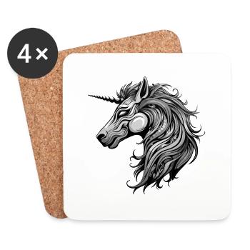 Unicorn Animal Head - Coasters (set of 4) - white - Front