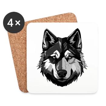 Husky Hund Tier Kopf - Untersetzer (4er-Set) - Weiß - Vorne