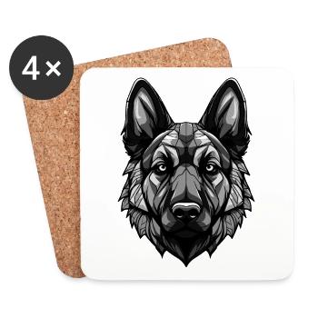 German Shepherd Dog Portrait - Coasters (set of 4) - white - Front