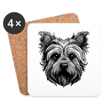 Yorkshire Terrier Hund Porträt - Untersetzer (4er-Set) - Weiß - Vorne