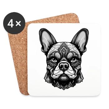 French Bulldog Dog Portrait - Coasters (set of 4) - white - Front