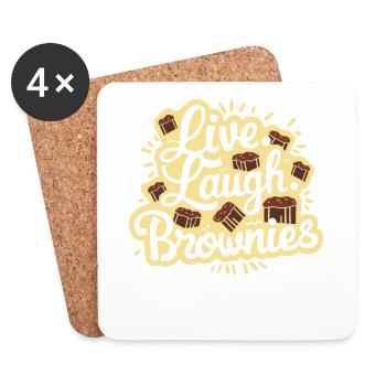 Live Laugh Brownies for Brownie Lovers Funny - Coasters (set of 4) - white - Front
