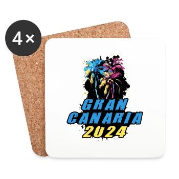 Gran Canaria 2024 Urlaub Palmen Bunt - Untersetzer (4er-Set) - Weiß - Vorne