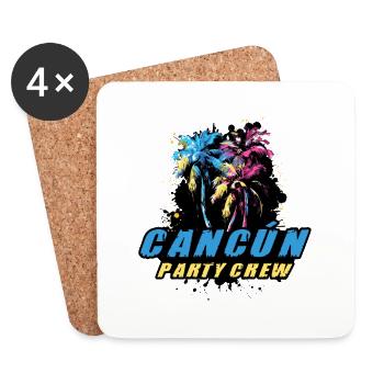 Cancun Party Crew Urlaub Spruch - Untersetzer (4er-Set) - Weiß - Vorne