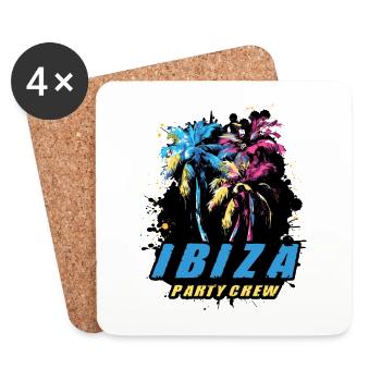 Ibiza Party Crew Urlaub Spruch - Untersetzer (4er-Set) - Weiß - Vorne