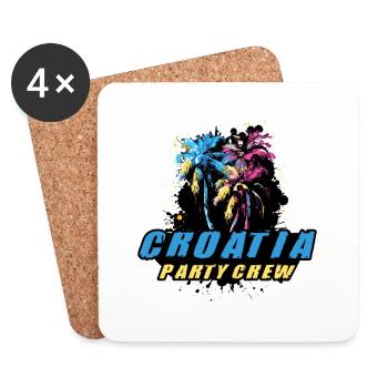 Croatia Party Crew Urlaub Spruch - Untersetzer (4er-Set) - Weiß - Vorne