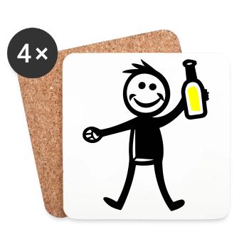 Drinking Bottle of Beer - Coasters (set of 4) - white - Front