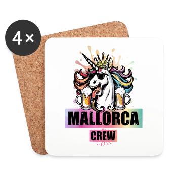 Mallorca Crew Einhorn Party - Untersetzer (4er-Set) - Weiß - Vorne