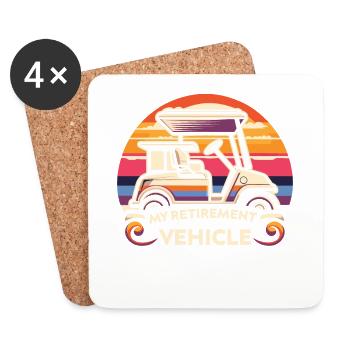 My Retirement Vehicle Golf Cart Mom Dad Golfer - Coasters (set of 4) - white - Front