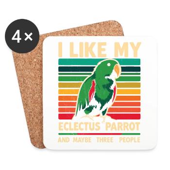 Perroquet éclecte drôle disant oiseau propriétaire animal de compagnie - Dessous de verre (lot de 4) - blanc - Devant