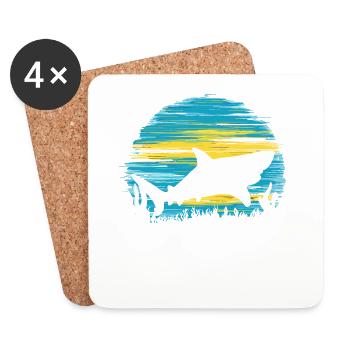 Life would be better with Megalodon Funny Shark - Coasters (set of 4) - white - Front