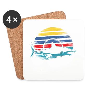 Life would be better with Megalodon Funny Shark - Coasters (set of 4) - white - Front