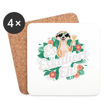 It escalates anyway Meerkat party alcohol saying - Coasters (set of 4) - white - Front