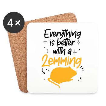 Lemming Vole Everything Better with Lemming - Coasters (set of 4) - white - Front