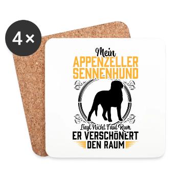 Sennenhund liegt faul rum Appenzeller Sennenhund - Untersetzer (4er-Set) - Weiß - Vorne