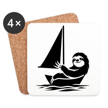 Dériveur minimaliste Sloth Summer - Dessous de verre (lot de 4) - blanc - Devant