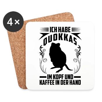 Quokka und Kaffee Beuteltier Quokka - Untersetzer (4er-Set) - Weiß - Vorne