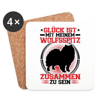 Bei meinem Wolfsspitz sein Keeshond - Untersetzer (4er-Set) - Weiß - Vorne