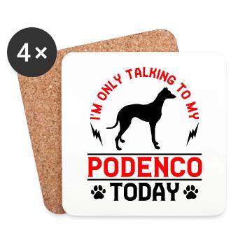 Podenco Windhund Rede nur mit Podenco - Untersetzer (4er-Set) - Weiß - Vorne
