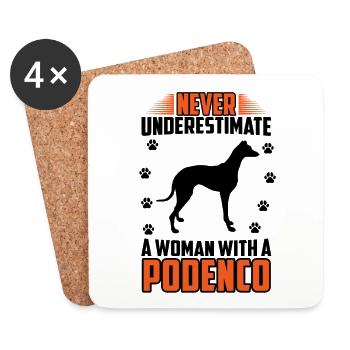 Podenco Windhund Frau mit Podenco - Untersetzer (4er-Set) - Weiß - Vorne
