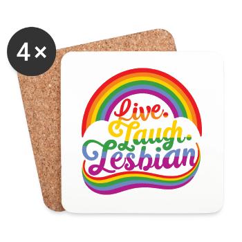 Live Lachen Lesbisch Lesbisch Pride LGBTQ+ Pride Mont - Untersetzer (4er-Set) - Weiß - Vorne
