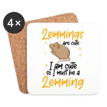 Lemming est un mignon lemming de campagnol - Dessous de verre (lot de 4) - blanc - Devant