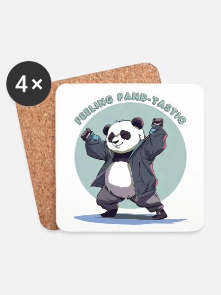 Feeling Pand- dastic - Coasters (set of 4) - white