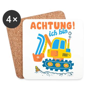 Ich bin 1 jahre Geburtstag des Baggers, Geschenk 1 - Untersetzer (4er-Set) - Weiß - Vorne