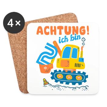 Ich bin 2 Geburtstag des Baggers, Geschenk 2 - Untersetzer (4er-Set) - Weiß - Vorne
