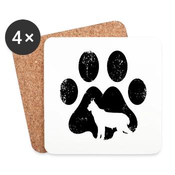 Lynx Trace Empreinte Patte Lynx Chat Wild Contour - Dessous de verre (lot de 4) - blanc - Devant