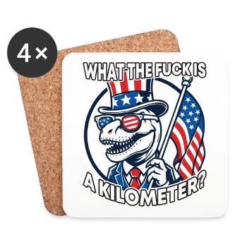 WTF ist ein Kilometer T-Rex Präsident unter amerikanischer Flagge - Untersetzer (4er-Set) - Weiß - Vorne