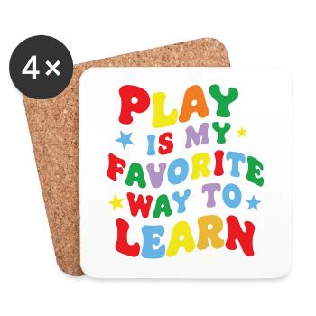 Funny Play is my Favorite Way to Learn Teacher pae - Coasters (set of 4) - white - Front