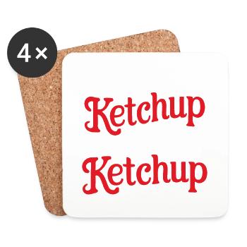 Ich gebe Ketchup auf meine Ketchupflasche Lustige Soße Ent - Untersetzer (4er-Set) - Weiß - Vorne