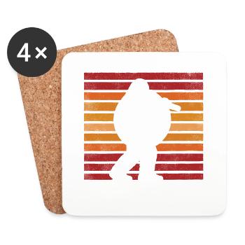Sasquatch Bigfoot Transverse Flute Sunset Vintage - Coasters (set of 4) - white - Front