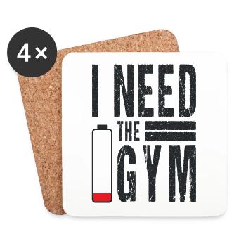 J’ai besoin du Gym Fitness Studio Sport Spruch - Dessous de verre (lot de 4) - blanc - Devant
