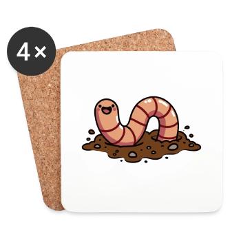 Ask me about my Worms Funny Composter Gardening - Coasters (set of 4) - white - Front
