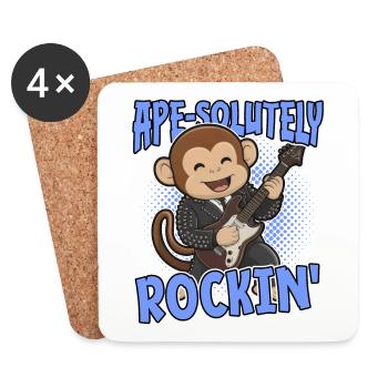 Ape-Solutely Rockin': Lustiger Affe mit Gitarre - Untersetzer (4er-Set) - Weiß - Vorne