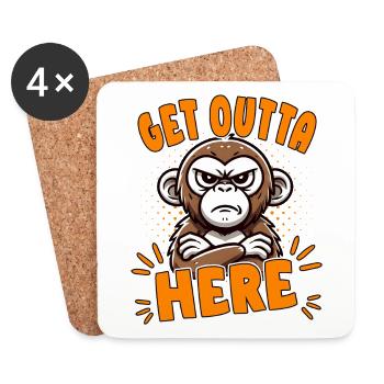 Get Outta Here: Funny Monkey Design - Coasters (set of 4) - white - Front