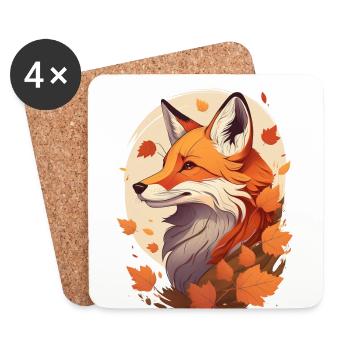 Un renard en automne - Dessous de verre (lot de 4) - blanc - Devant