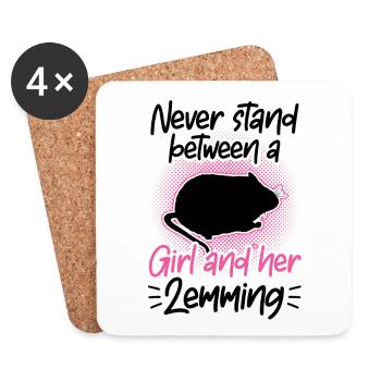 Lemming Vole Girl with Lemming - Coasters (set of 4) - white - Front
